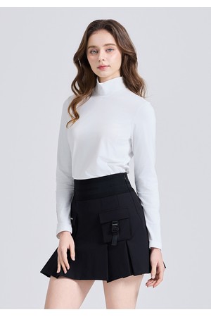 여성 스트레치 약기모 모크넥 긴팔 티셔츠 오프화이트_WHITE-a