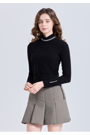 여성 소프트 기모 모크넥 긴팔 티셔츠 블랙_BLACK-a