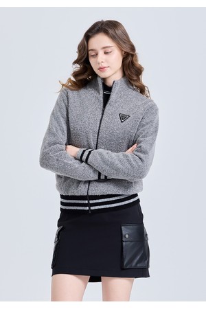 여성 방풍 부클 배색 니트 자켓 그레이_GREY-a