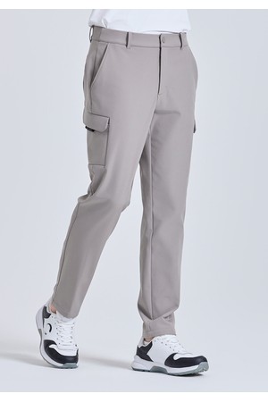 남성 테이퍼드 핏 기모 본딩 카고 팬츠 라이트베이지_BEIGE-a