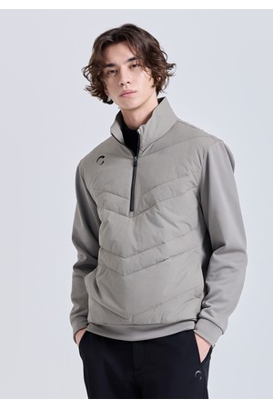 남성 퀼팅 패딩 반집업 바람막이 우븐탑 카키베이지_KHAKI-a