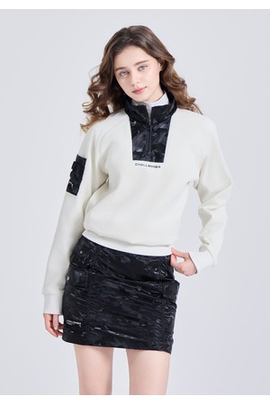 여성 카모 하이넥 반집업 기모 긴팔 티셔츠 크림_IVORY-a