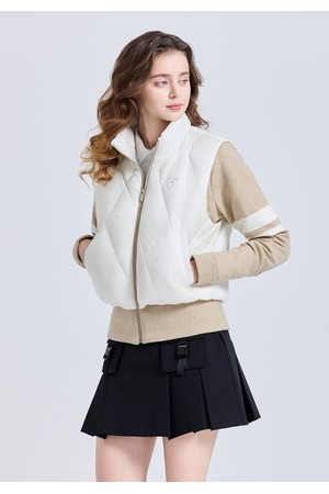 여성 다이아 퀼팅 숄더 프리 다운 자켓 화이트_WHITE-a