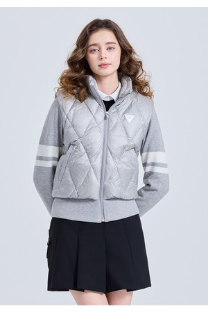 여성 다이아 퀼팅 숄더 프리 다운 자켓 라이트그레이_GREY-a