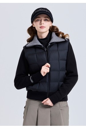 여성 윙카라 숄더 프리 스윙 구스다운 자켓 블랙_BLACK-a