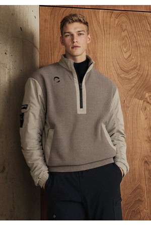 남성 스트레치 저지 약패딩 반집업 우븐탑 그레이_GREY-a