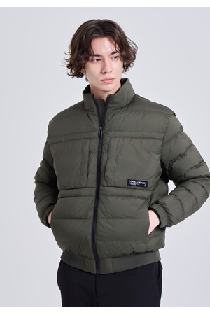 남성 하이넥 숄더 프리 스윙 다운 자켓 카키_KHAKI-a