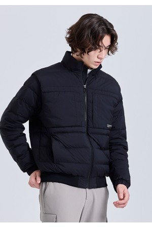 남성 하이넥 숄더 프리 스윙 다운 자켓 블랙_BLACK-a