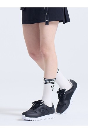 유니 로고 포인트 배색 쿠션 중목 양말 화이트_WHITE-a