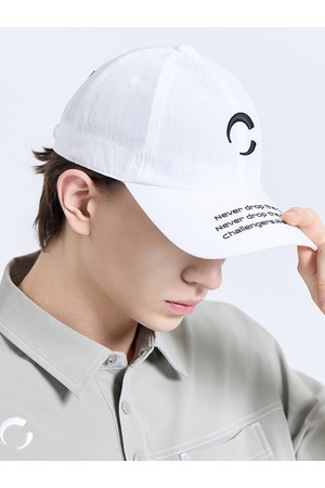 남성 로고 레터링 포인트 벨크로 볼캡 화이트_WHITE-a