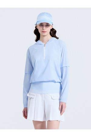 여성 제로라이트 2WAY 소매 탈부착 후드 우븐탑 스카이블루_BLUE-a