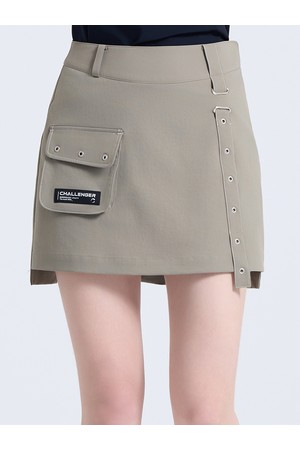 여성 스티치 포인트 백 플리츠 큐롯 카키베이지_KHAKI-a