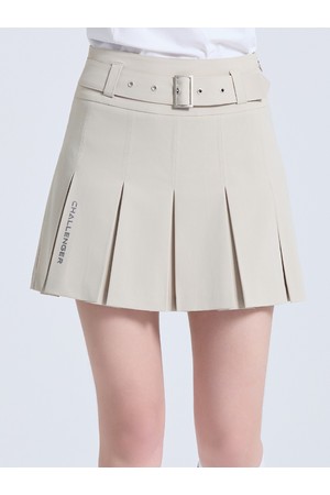 여성 벨트 포인트 플리츠 큐롯 라이트베이지_BEIGE-a