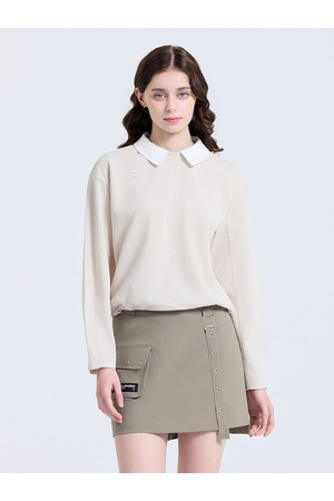 여성 2WAY 카라 탈부착 긴팔 티셔츠 베이지_BEIGE-a