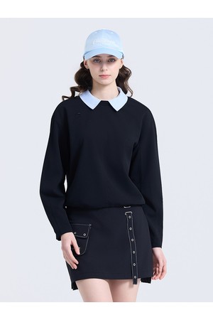 여성 2WAY 카라 탈부착 긴팔 티셔츠 블랙_BLACK-a