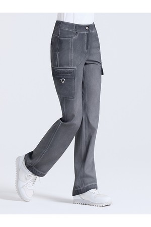 여성 언발란스 카고포켓 부츠컷 팬츠 차콜_GREY-a