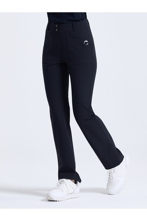 여성 슬릿 포인트 부츠컷 팬츠 블랙_BLACK-a