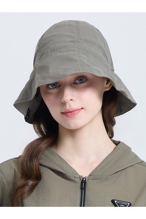 여성 로고 스토퍼 베이직 버킷햇 카키베이지_KHAKI-a