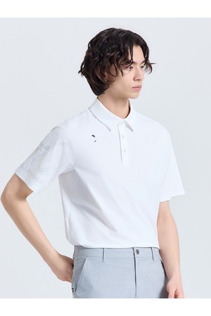 남성 코어플렉스 스컬 포인트 카라 반팔 티셔츠 화이트_WHITE-a