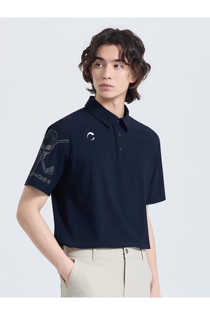 남성 코어플렉스 스컬 포인트 카라 반팔 티셔츠 블랙_BLACK-a