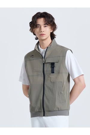 남성 모노엣지 버클 포인트 블루종 베스트 카키베이지_KHAKI-a