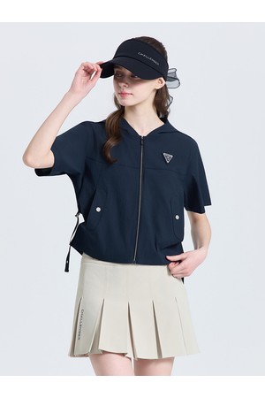 여성 모노엣지 셔링 반팔 후드 자켓 차콜_GREY-a