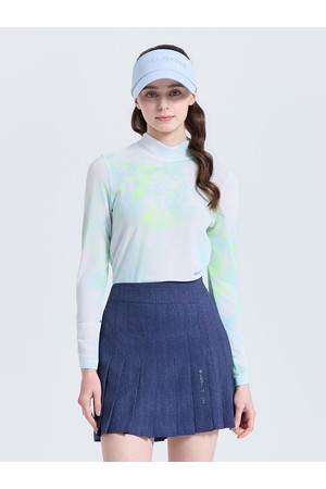 여성 메쉬 셔링 모크넥 베이스 레이어 네온그린_GREEN-a