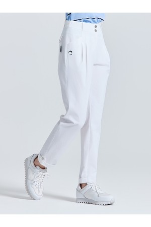 여성 투턱 턴업 테이퍼드핏 팬츠 화이트_WHITE-a