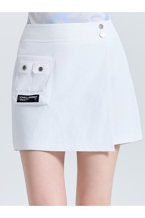 여성 카고포켓 랩스커트 하프 팬츠 화이트_WHITE-a