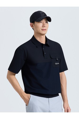 님성 우븐포켓 카라 반팔 티셔츠 블랙_BLACK-a