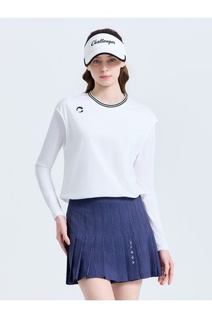 여성 메쉬 냉감 레이어드 썬가드 긴팔 티셔츠 화이트_WHITE-a