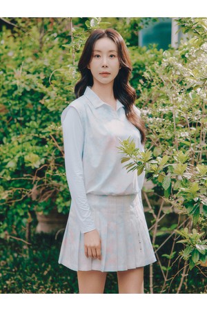 여성 에어패스 냉감 메쉬 미스티 패턴 레이어드 긴팔 티셔츠 블루_BLUE-a
