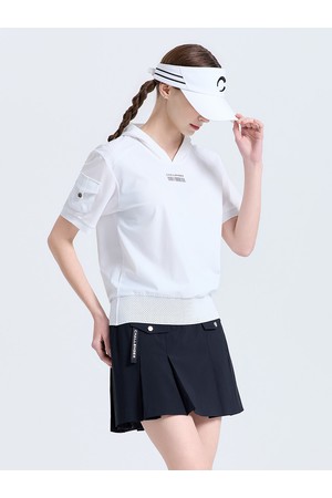 여성 메쉬 뒷트임 후드 반팔 티셔츠 화이트_WHITE-a