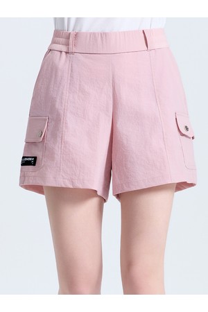 여성 모노엣지 카고포켓 밴딩 하프 팬츠 인디핑크_PINK-a