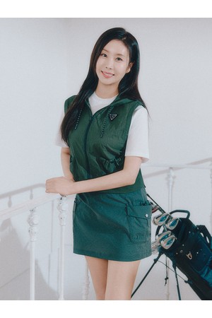 여성 메쉬 스트링 후드 베스트 카키_KHAKI-a