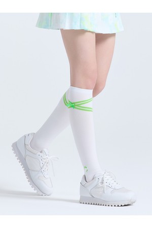 여성 리본 포인트 니삭스 네온그린_GREEN-a