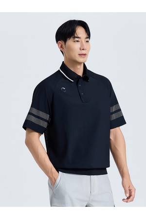 남성 스컬 포인트 카라 반팔 티셔츠 블랙_BLACK-a