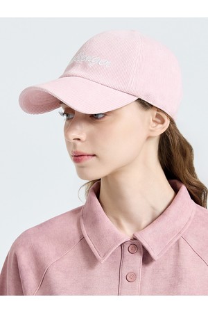 여성 코듀로이 레터링 볼캡 핑크_PINK-a