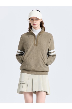 여성 허니콤 방풍 반집업 긴팔 티셔츠 베이지_BEIGE-a