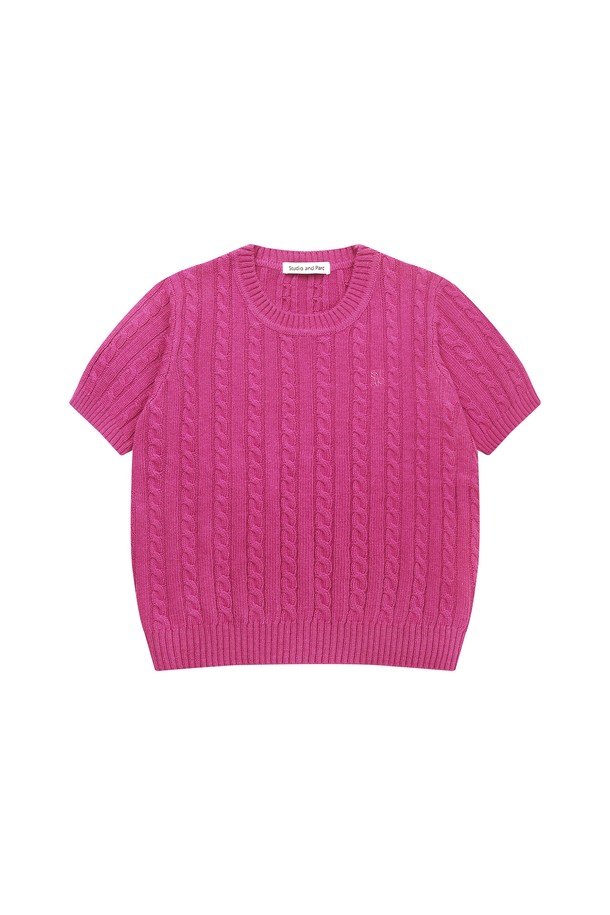 Studio & Parc - 스웨터 - (WOMEN) Monceau Cable Short Sleeve Knit_Pink