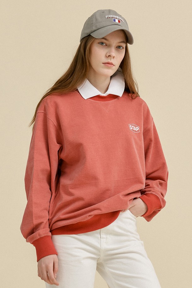 Studio & Parc - 긴소매 티셔츠 - (WOMEN) STAP Pigment Sweatshirt_Red