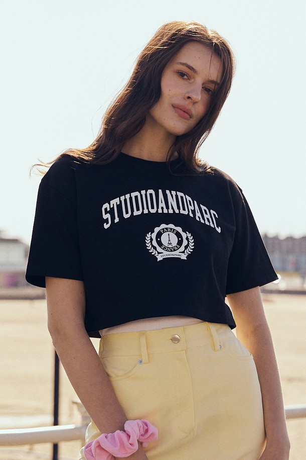 Studio & Parc - 반소매 티셔츠 - (WOMEN) Cropped T-Shirt_Black