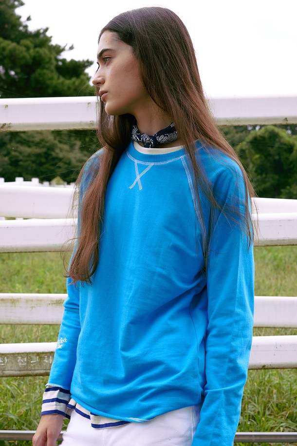 Studio & Parc - 긴소매 티셔츠 - (WOMEN) Stitch Raglan Long Sleeve T-Shirt_Turkish blue