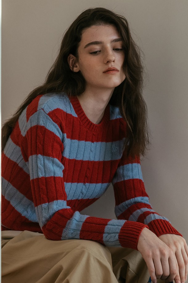 Studio & Parc - 스웨터 - (UNI) Stripe Wool Knit_Wine