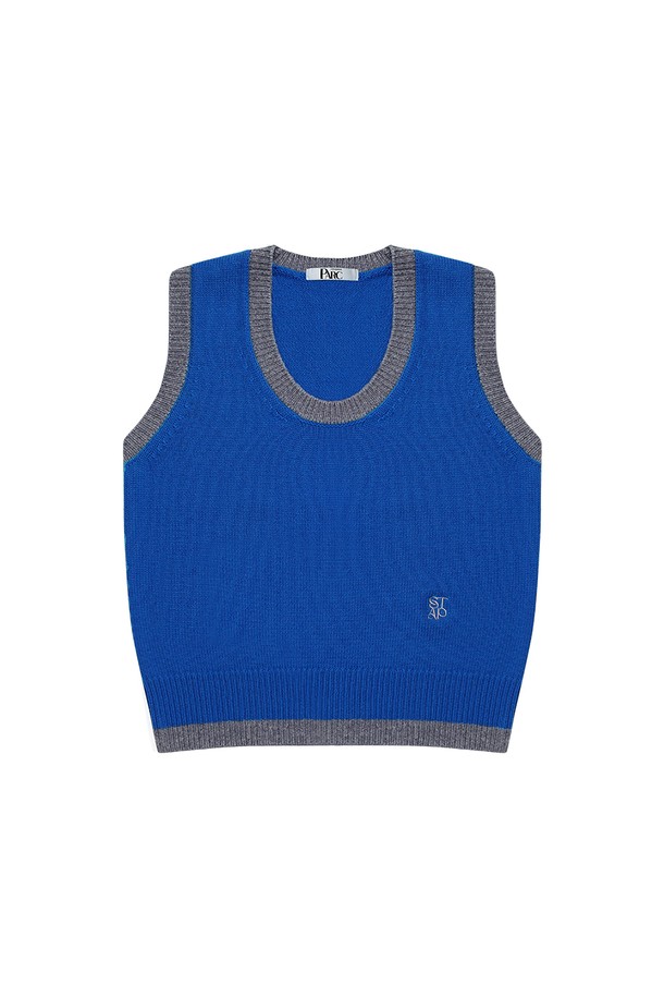 Studio & Parc - 베스트 - (WOMEN) Two Tone Knit Vest_Turkish blue