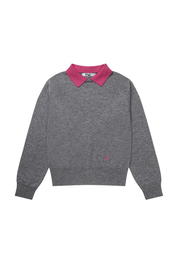 Studio & Parc - 스웨터 - (WOMEN) Two Tone Collar Knit_Melange Grey