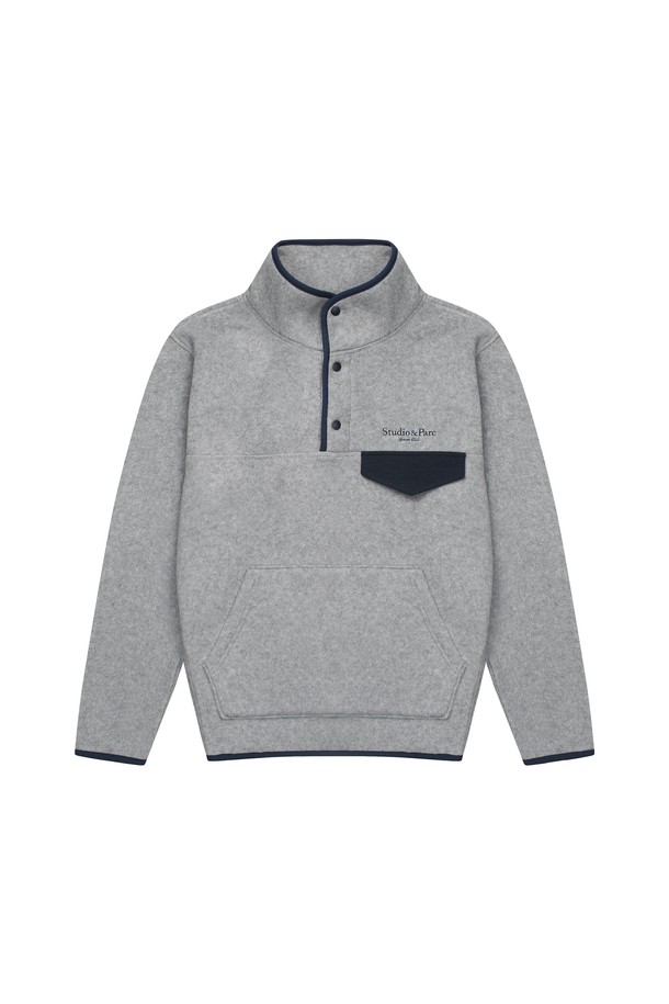 Studio & Parc - 스웻셔츠 - (WOMEN) Fleece Button Sweatshirt_Melange Grey