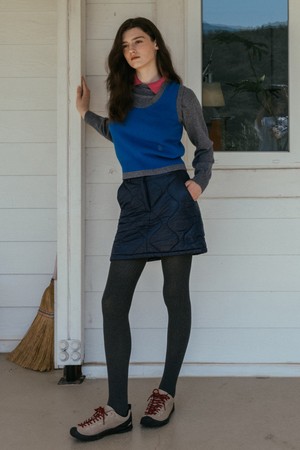 (WOMEN) Onion Quilting Padding Skirt_Navy