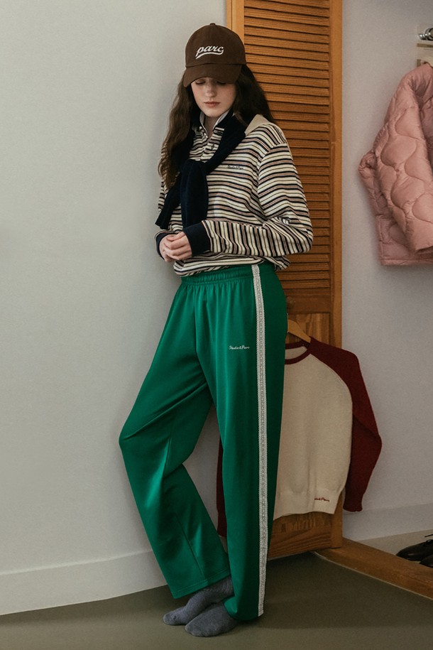 Studio & Parc - 트레이닝 팬츠/조거 - (WOMEN) Lace Jersey Pants_Green