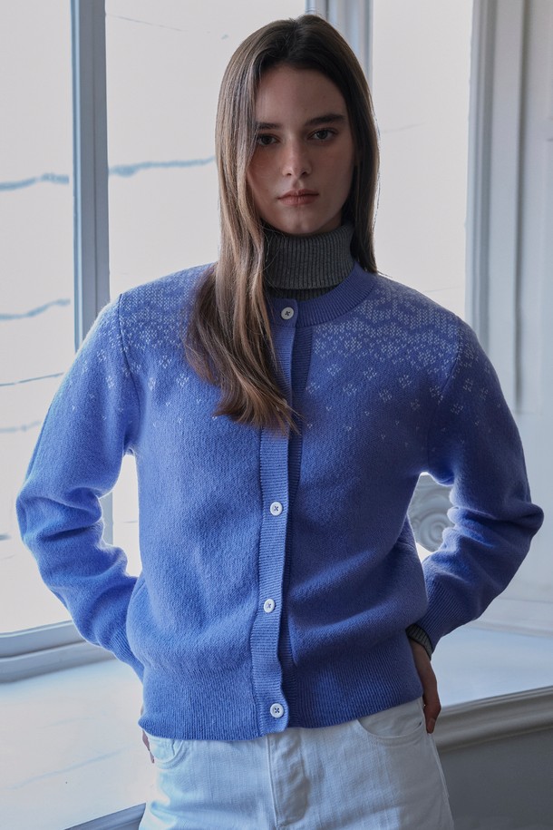 Studio & Parc - 가디건 - (WOMEN) Nordic knit Cardigan_Violet